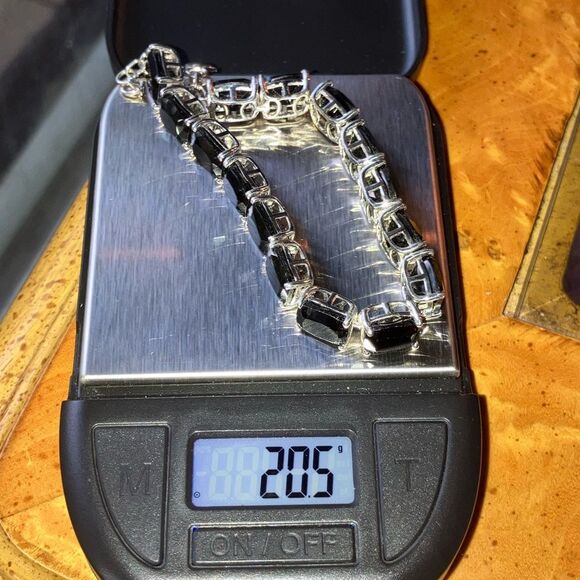 Natural Black Spinel Sterling Silver Tennis Bracelet - Picture 7 of 8